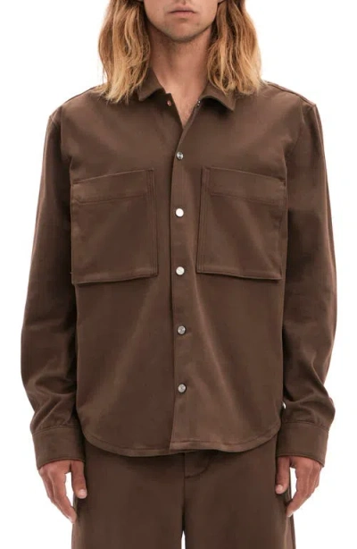 Vayder Oversize Twill Overshirt In Bronze