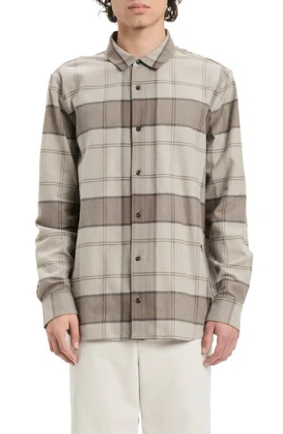 Vayder Preston Plaid Cotton & Silk Flannel Button-up Shirt In Wheat Ash
