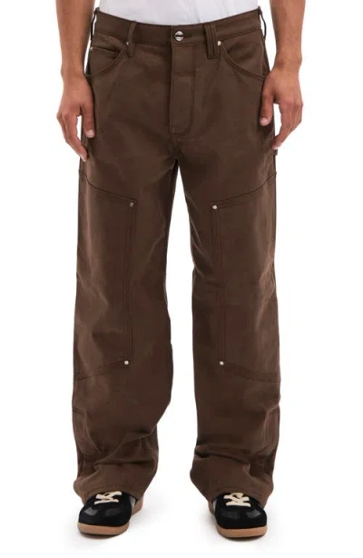 Vayder Wide Leg Stretch Cotton Utility Pants In Bronze
