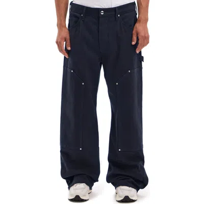 Vayder Wide Leg Stretch Cotton Utility Pants In Navy