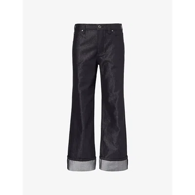 Vayder Womens Cuffed Wide-leg Cotton-blend Stretch-denim Jeans Black Lustre