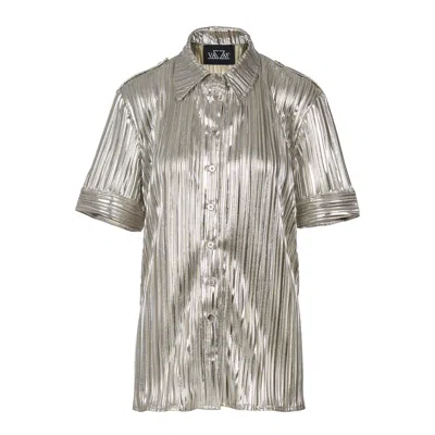 Vazaf Women's Pleated Shirt Silver