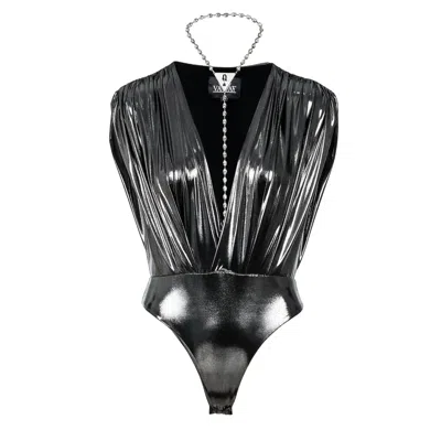Vazaf Women's Silver Foil Bodysuit In Black