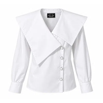 Vazaf Women's White Asymmetric Shirt