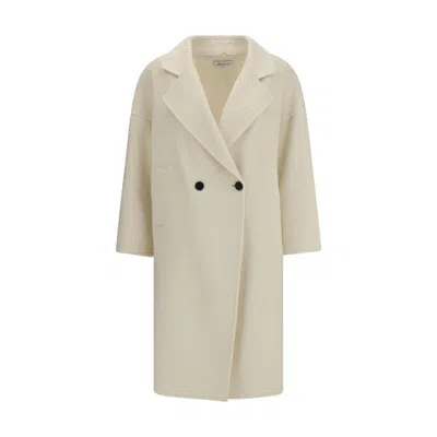 Vazluxe.com Cream Fleece Wool Coat In White
