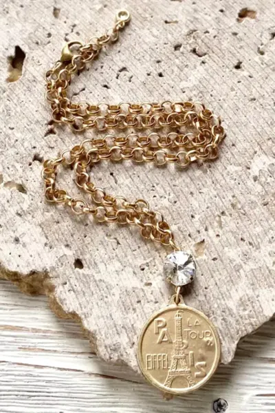 Vb & Co. Women's Paris French Coin Necklace In Matte Gold