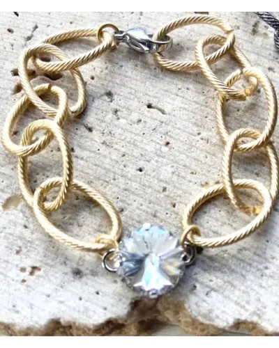 Vb & Co. Women's Swarovski Chunky Bracelet In Matte Gold