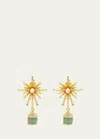V.BELLAN 18K GOLD AMINA EARRINGS WITH FRESHWATER PEARLS AND AMAZONITE