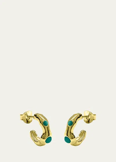 V.bellan 18k Gold Nelle Huggie Earrings With Malachite In Yg
