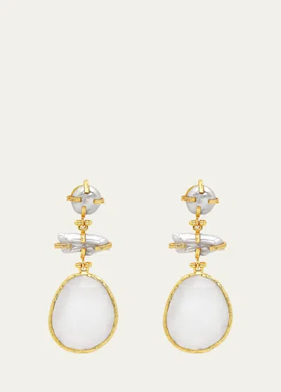 V.bellan 18k Gold Sienna Earrings With Freshwater Pearls In Yg