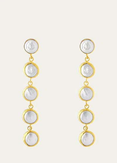 V.bellan 18k Gold Stella Earrings With Freshwater Pearls In Yg