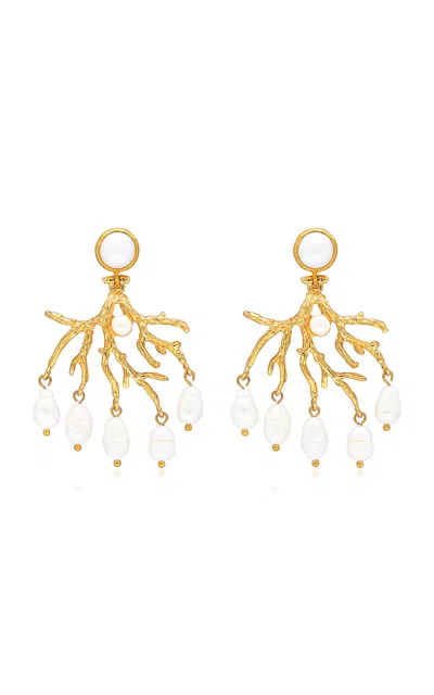 V.bellan Claire 18k Gold-plated Pearl Earrings In Gold