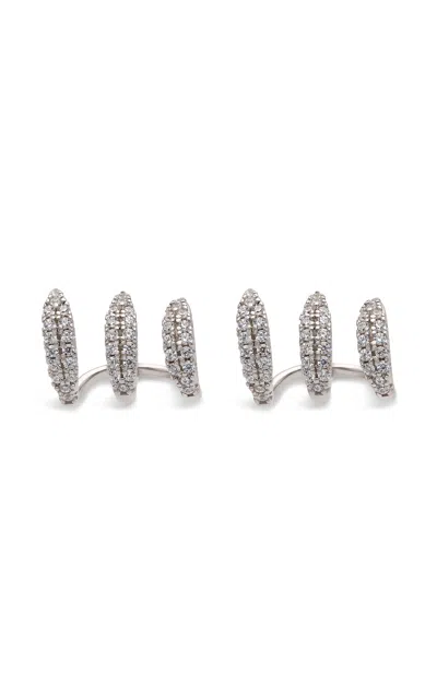 V.bellan Darnelle Sterling Silver Huggie Earrings In Dark Wash