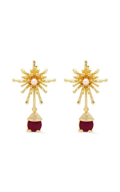 V.bellan Exclusive Amina 18k Gold-plated Ruby Earrings In Gold