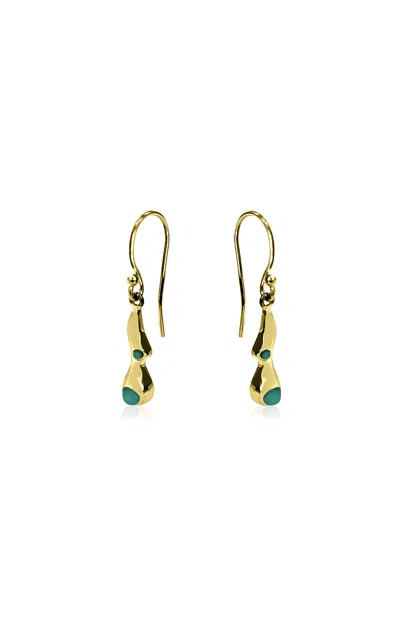 V.bellan Nelle 14k Yellow Gold; Malachite Earrings In Gold