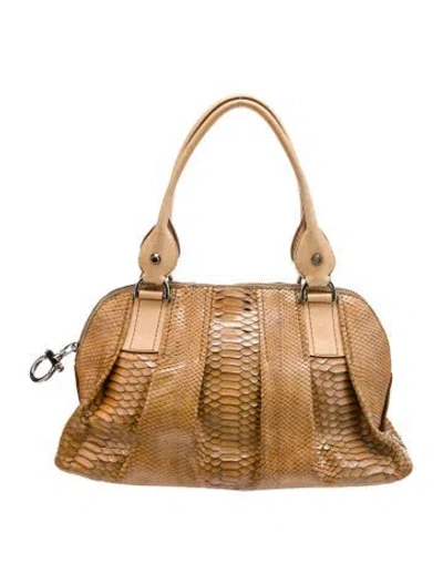 Pre-owned Vbh Embossed Leather Top Handle Bag In Neutral