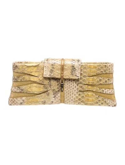 Pre-owned Vbh Python Clutch In Yellow