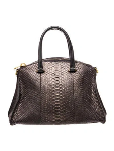 Pre-owned Vbh Python Trevi Python Satchel Bag In Black