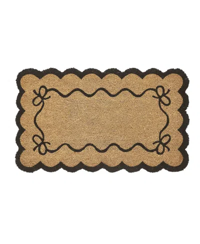 Vcny Home Bow Scalloped Edge Coir Outdoor Doormat, 18" X 30" In Brown