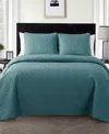 Vcny Home Caroline Embossed 3-pc. Quilt Set, Full/queen In Green