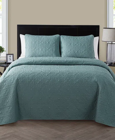 Vcny Home Caroline Embossed 3-pc. Quilt Set, King In Green