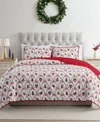 Vcny Home Christmas Bow Microfiber 3-pc. Quilt Set, King In Multi
