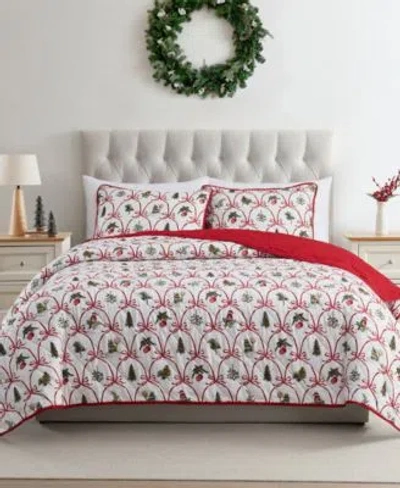 Vcny Home Christmas Bow Microfiber Quilt Sets In Multi