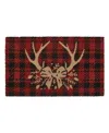 Vcny Home Christmas Reindeer Outdoor Coir Doormat, 18" X 30" In Red