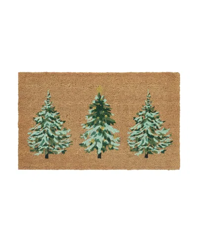 Vcny Home Christmas Tree Outdoor Coir Doormat, 18" X 30" In Brown