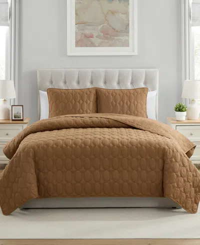 Vcny Home Circles Pinsonic 3-pc. Quilt Set, King In Camel