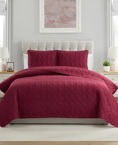 Vcny Home Circles Pinsonic 3-pc. Quilt Set, King In Red