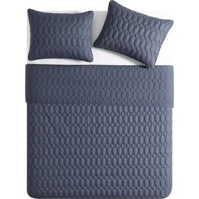Vcny Home Diamond 3-piece Quilt Set In Blue