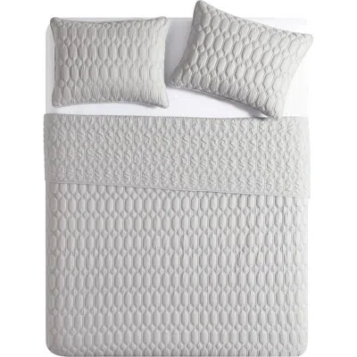 Vcny Home Diamond 3-piece Quilt Set In Light Grey