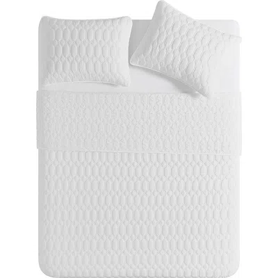 Vcny Home Diamond 3-piece Quilt Set In White