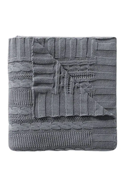 Vcny Home Dublin Cable Knit Throw Blanket In Grey