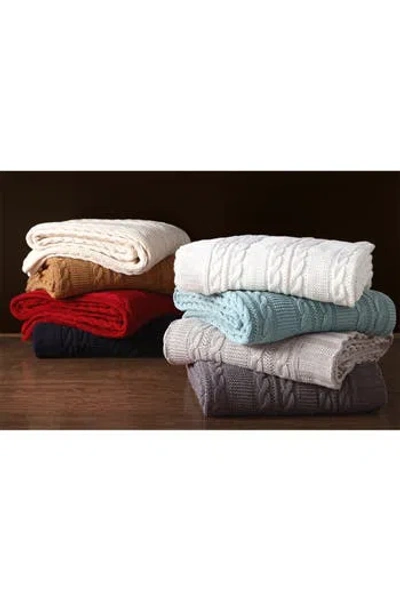 Vcny Home Dublin Cable Knit Throw Blanket In White