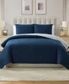 Vcny Home Embroidered Pick Stitch Microfiber 3-pc. Quilt Set, Full/queen In Blue