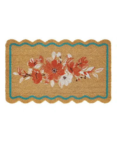 Vcny Home Flowers Shape Outdoor Coir Doormat, 18" X 30" In Multi