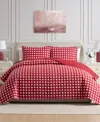 Vcny Home Gingham Microfiber 3-pc. Quilt Set, King In Red