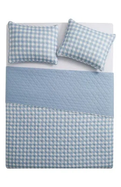 Vcny Home Gingham Quilt Set In Blue