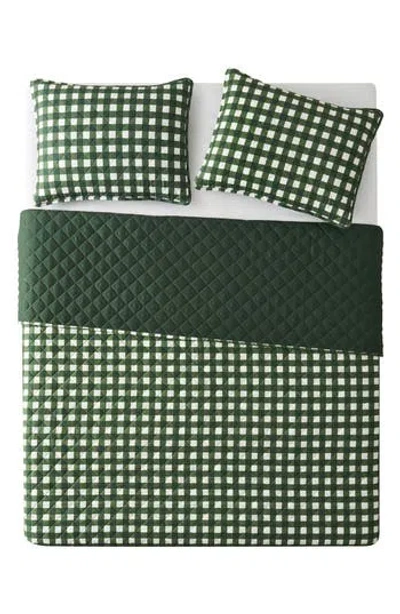 Vcny Home Gingham Quilt Set In Green