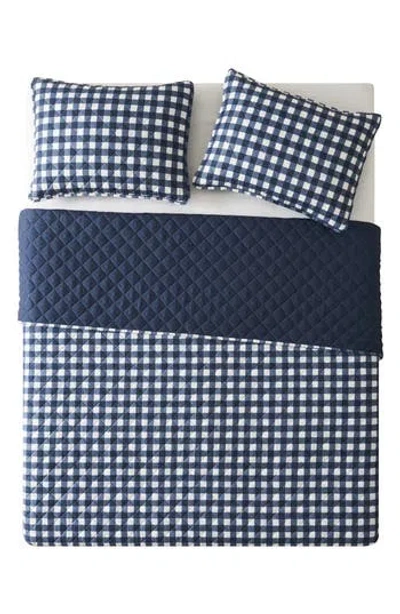 Vcny Home Gingham Quilt Set In Blue