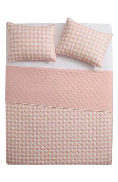 Vcny Home Gingham Quilt Set In Pink