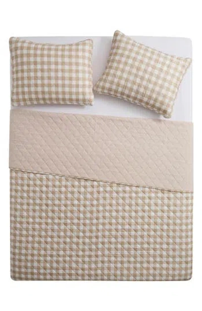Vcny Home Gingham Quilt Set In Brown