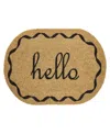 Vcny Home Hello Oval Coir Outdoor Doormat, 18" X 30" In Black