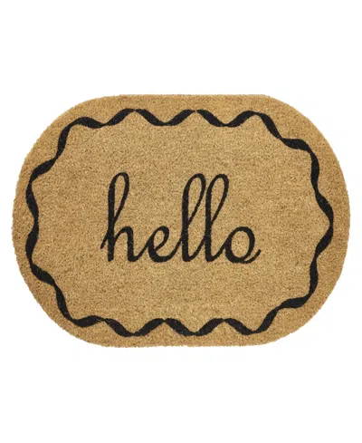 Vcny Home Hello Oval Coir Outdoor Doormat, 18" X 30" In Black