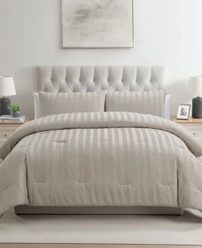 Vcny Home Herringbone Tonal 3-pc. Comforter Set, Full/queen In Brown