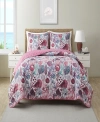 VCNY HOME IVORY COAST DISPERSE PRINT REVERSIBLE 3 PIECE QUILT SET, FULL/QUEEN