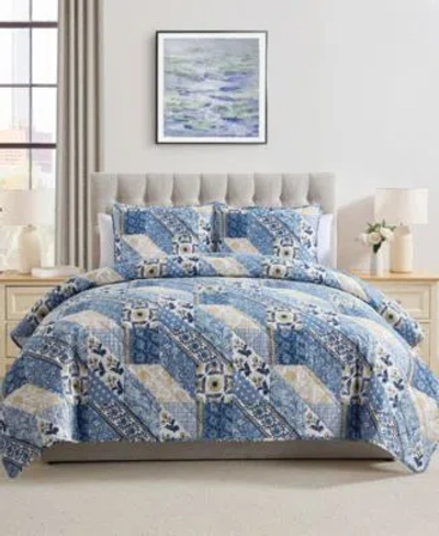 Vcny Home Joel Patchwork 3 Pc. Quilt Sets In Blue