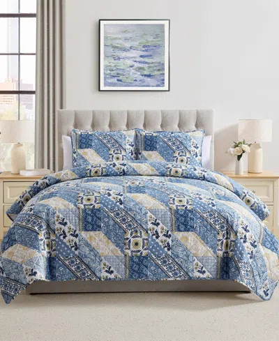 Vcny Home Joel Patchwork 3-pc. Quilt Set, Full/queen In Blue